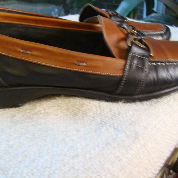 Sesto Meucci Leather Slip On Loafers Black/Brown Size 8 - Picture 5 of 10